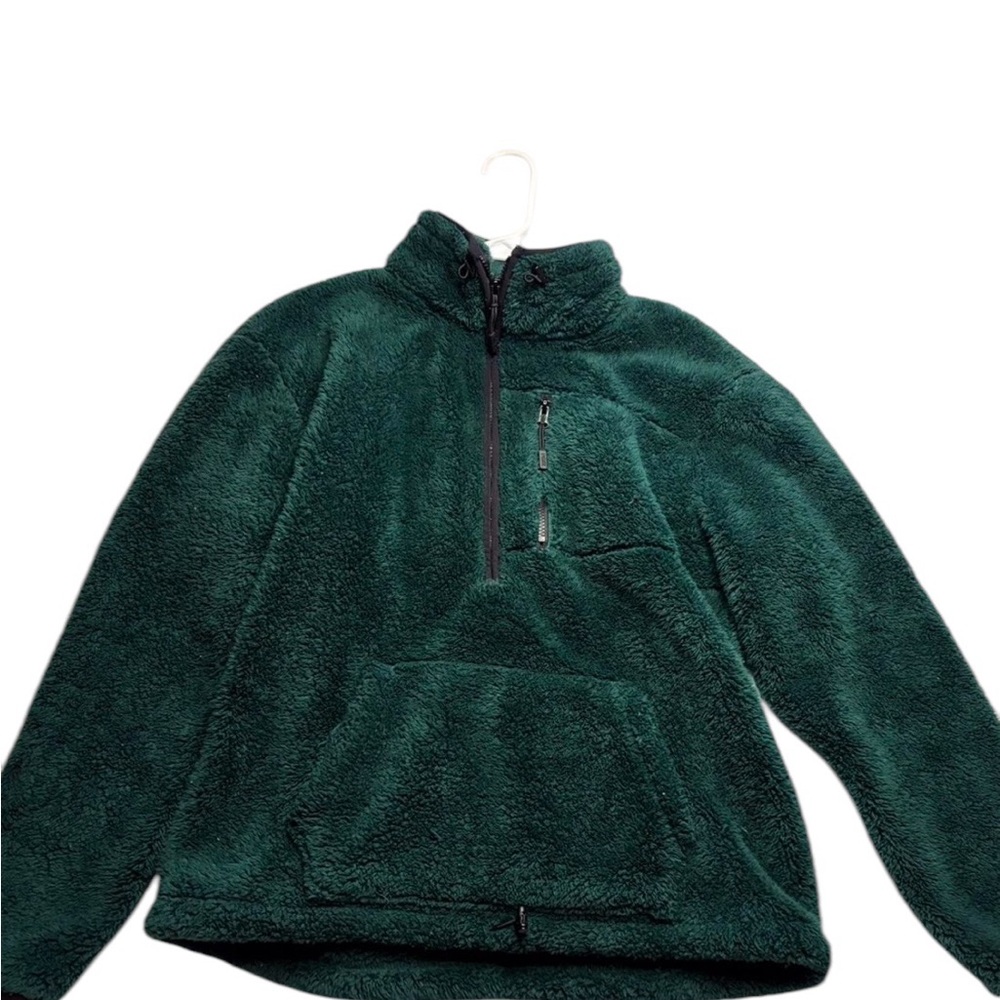 Pink Victoria secret Sherpa fleece half zip green jacket